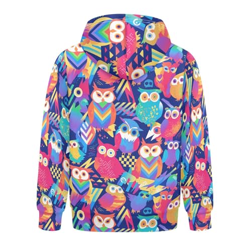 KLL Cute Colorful Owls and Trees Toddlers and Girls' Sweatshirts Casual Pullover Top Streetwear Kangaroo Pocket2