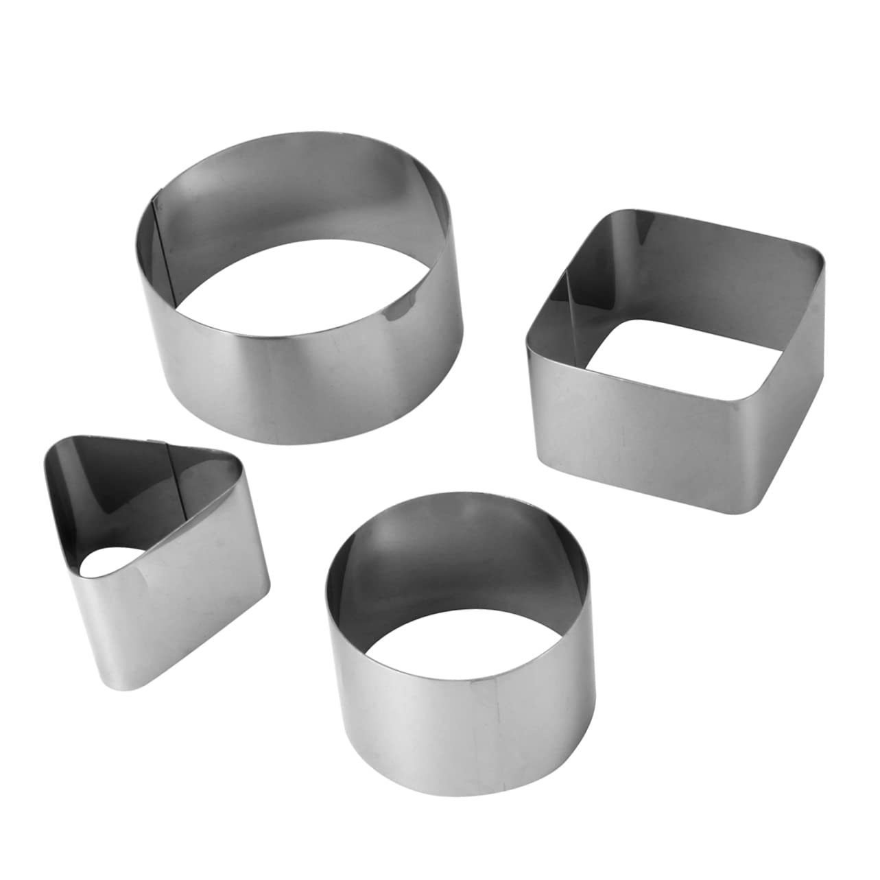 COLLBATH 4PCS Stainless Steel Cake Mousse Ring Baking Tools for Cookies Cakes Pastries Easy to Clean for Home Professional Use