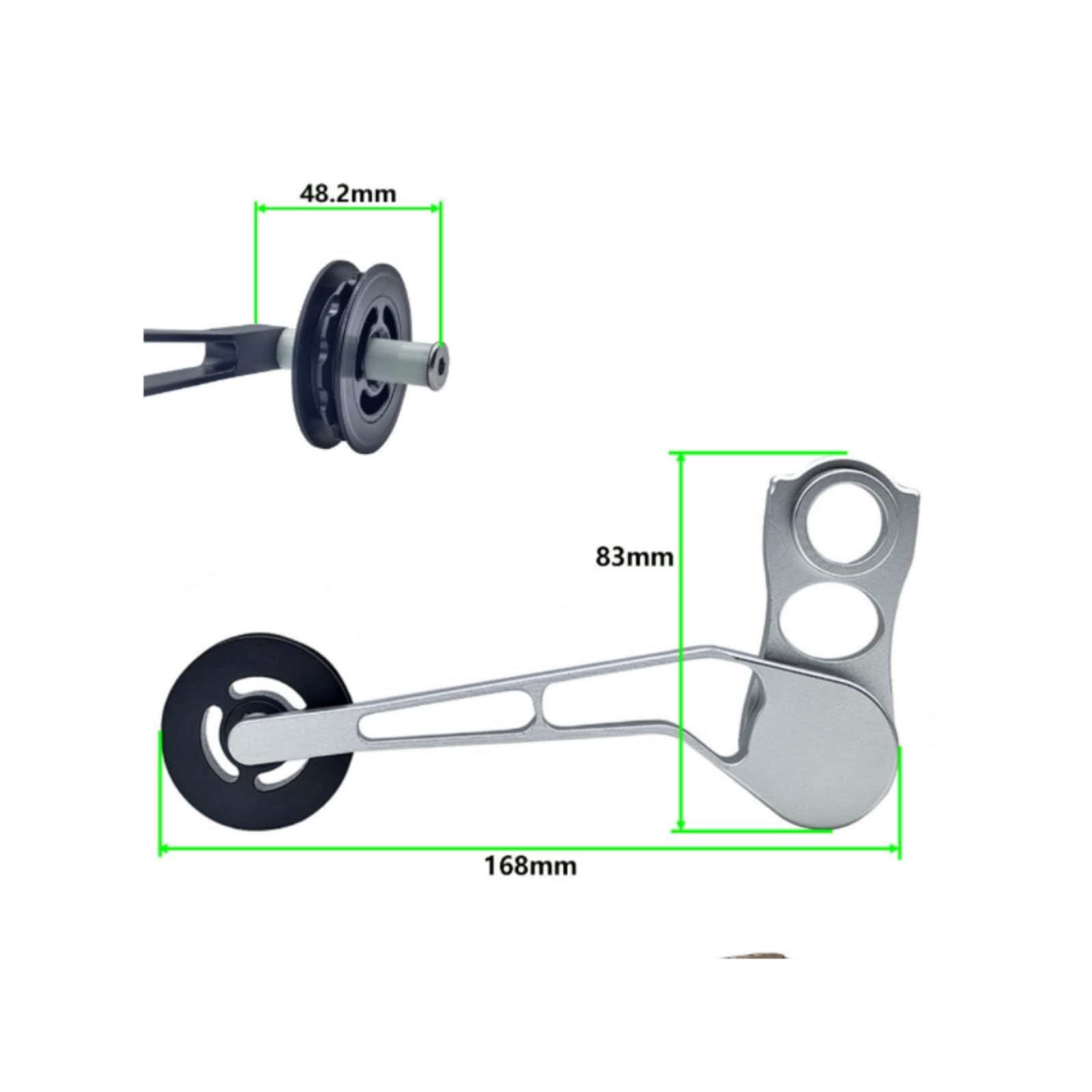 Tensor de Cadena para Bicicleta Plegable con Polea 11T Aleación de Aluminio y Nylon Funcionamiento Suave Trasero Diámetro Polea 37mm Limpieza , Negro