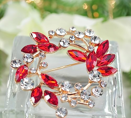 Image of Gyn&Joy Clear Crystal Rhinestone Floral Wreath Pin Brooch BZ005