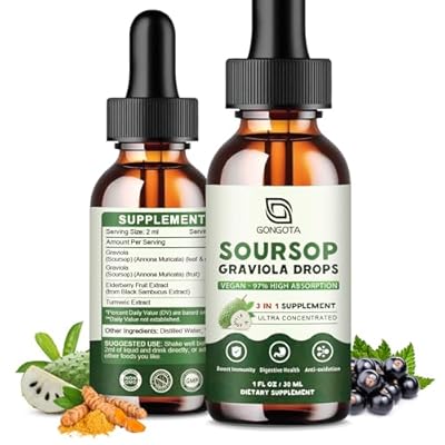 Soursop Graviola Leaf Extract Drops for Cellular Support, Antioxidant, Liver, Digestive Support, Vegan Soursop Bitters Drops, Herbal Essence, Sugar FreeGluten Free, Natural Flavor - 2 fl oz