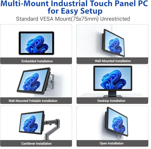 Image of 15.6 inch Industrial Touch Panel Monitor All-in-One Tablet PC, Open Frame Display Win 11 Pro Fanless Computer with Celeron N5095 8GB RAM 128GB ROM, 1920 * 1080 IPS, VESA Mount for Kiosk Automation POS