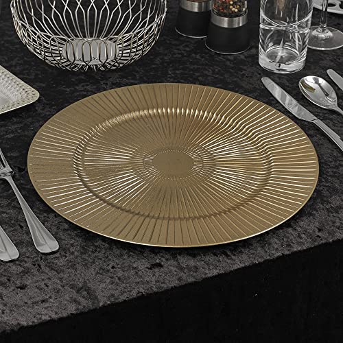 URBNLIVING 33cm Christmas Dinner Charger Plates Placemats Dining Table Setting Reusable Party Decor (Ray Gold, 6 Charger Plates)