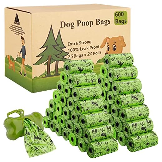 MAISITOO Bolsas para Excrementos de Perro, 600 Unidades/30 Rollos Bolsas para Caca de Perro con 1 dispensador, Hecho de la Mezcla de almidón de maíz, Extra Gruesa Prueba de Fugas, Fuerte y a Prueba