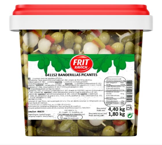 Klassische Spanische Spiesschen pikant in Essig, Eingelegtes Gemüse Tapas, Großgebinde 4,4kg Eimer
