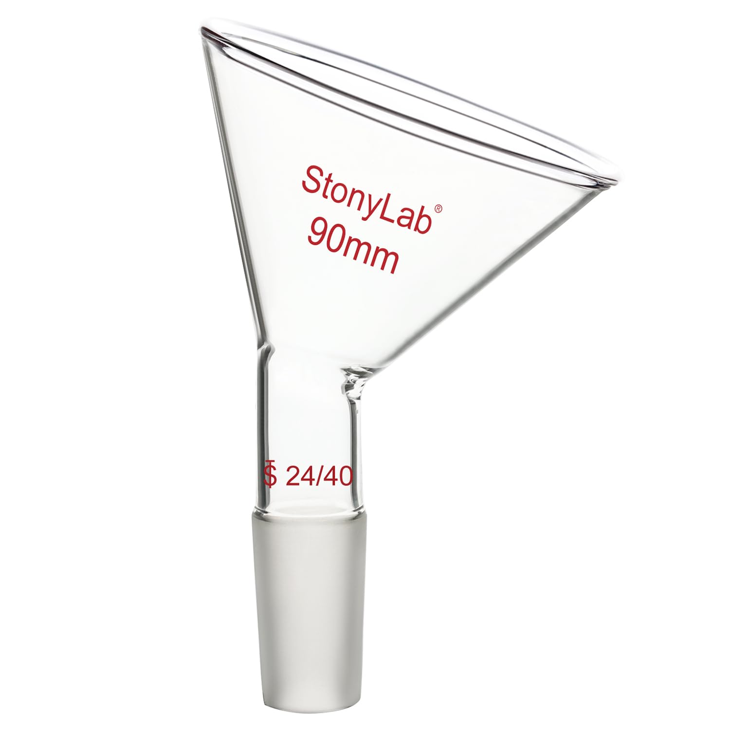 stonylab Entonnoir de Oblique en Verre, Entonnoir Triangulaire Incliné à Verre Borosilicaté de 60 Offset avec Joint Standard 24/40 pour les Matériaux de Laboratoire Complétant, 90 mm