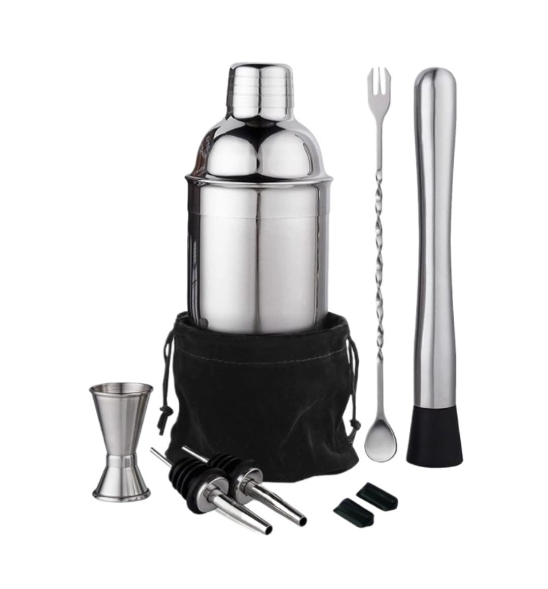 Cocktail Shaker Set 6-teiliges Cocktail-Shaker-Set, Barkeeper-Set, Edelstahl-Martini-Shaker Partys Feiertage
