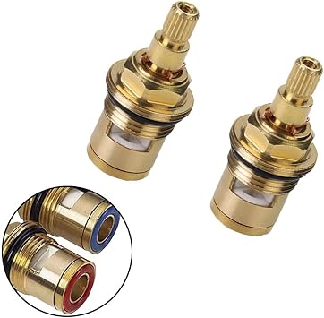 Tap Valve Cartridge Replacement Ceramic Disc Gland Quarter Turn 20 Teeth G1/2 Inch for Kitchen Bathroom Sink Basin Mixer Repair Copper