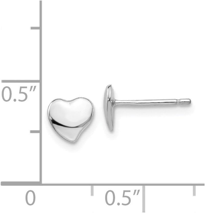 Solid 14K White Gold Polished Heart Post Earrings