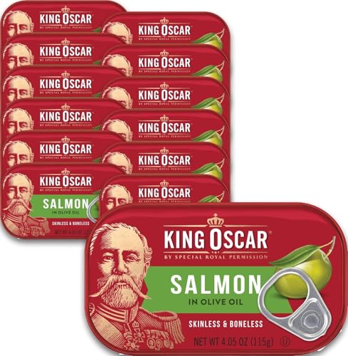 Image of King Oscar Skinless & Boneless Salmon in Olive Oil, 4.05 oz Can, 12-Pk