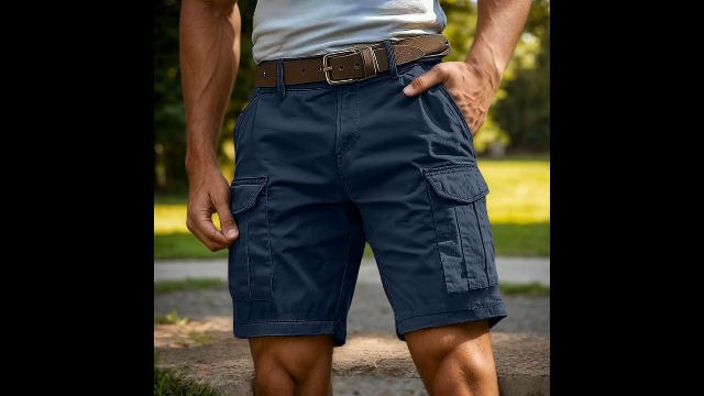 Pantaloncini Cargo Da Uomo Con 6 Tasche, Cintura In Tessuto - Foto 11