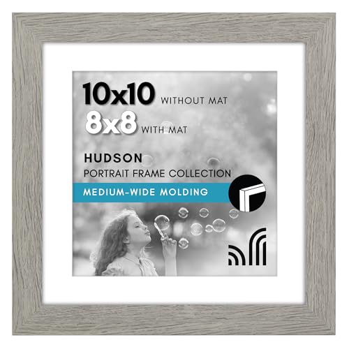 Americanflat 10x10 Picture Frame - Matted to 8x8 - Grey Wood