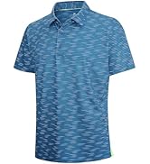 WARHORSEE Mens Golf Shirt Short Sleeve Striped Golf Polo Shirts for Men Moisture Wicking Performa...
