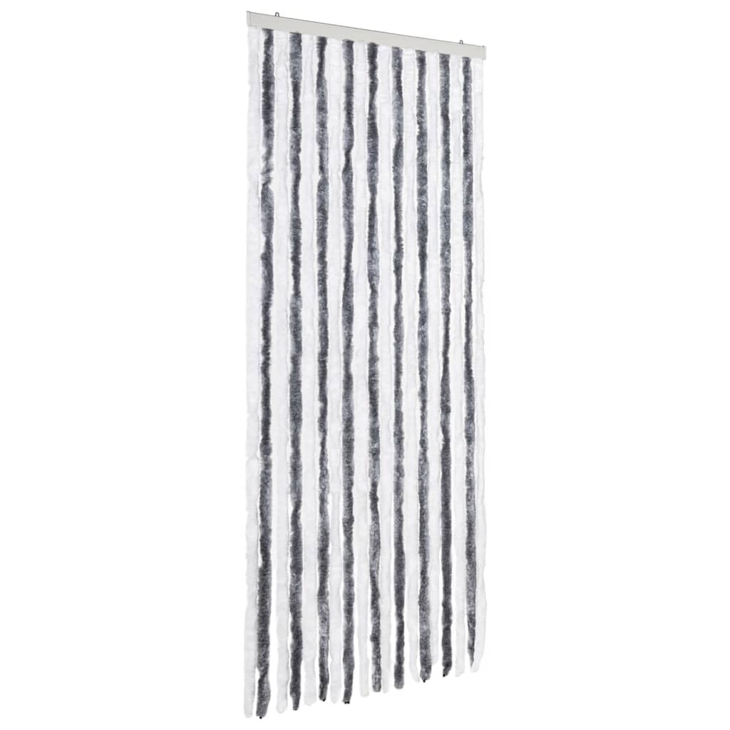 vidaXL Insect Curtain Removable Mosquito Fly Bug Door Net Guard Protection Screen Mesh Blind Pelmet Grey and White 56x185cm Chenille