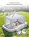 QPAU Inflatable Toddler Travel Bed with Tent, Baby Crib Tent, Portable Kids Air Mattress with Safety Bumpers, Ideal for Home, Grandma's, Camping, Traveling -Includes Fast Electric Pump (Grey)