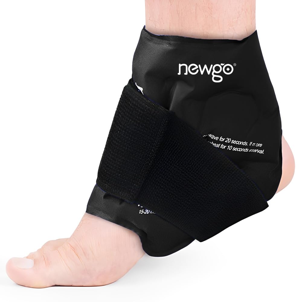 NEWGO Ankle Ice Pack for Swelling, Ice Pack for Ankle Injuries, Reusable, Cold Pack, Hot and Cold Therapy, Ankle Ice Wrap for Sprained Ankle, Achilles Tendonitis