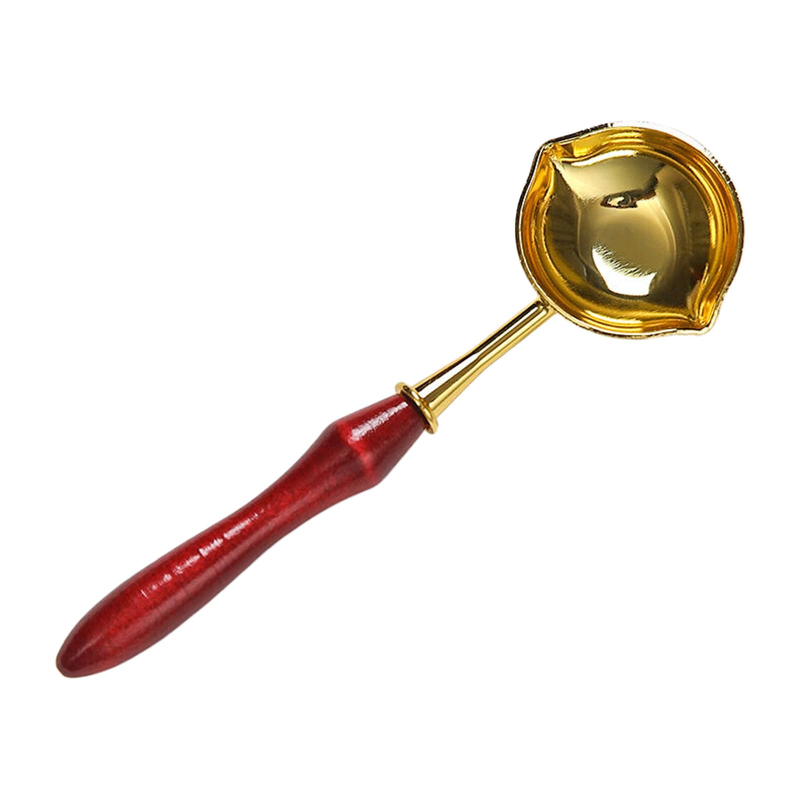 Kalttoy Red Thin Handle Wood Handle Sealing Spoon Vintage Melting Spoon Sealing For Seal Stamp Envelope Letter Craft Embellishments Metal Melting