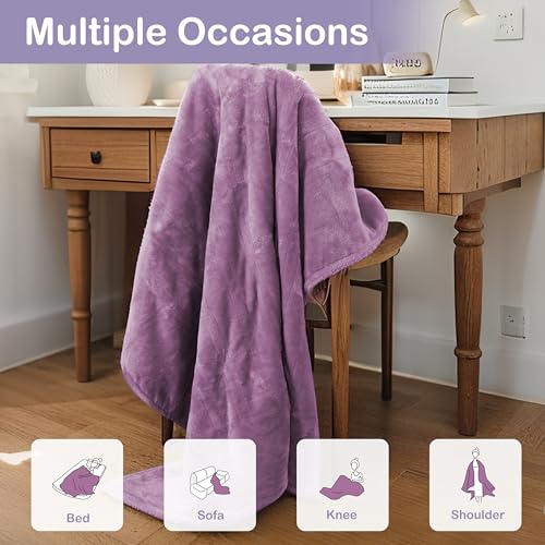 Electric Heated Blanket Full Size 72"x84", Cozy Large Oversized, 5 Heating Levels & 10 Hours Auto Off, Cozy for Bed, Sofa, & Office, Machine Washable, Purple