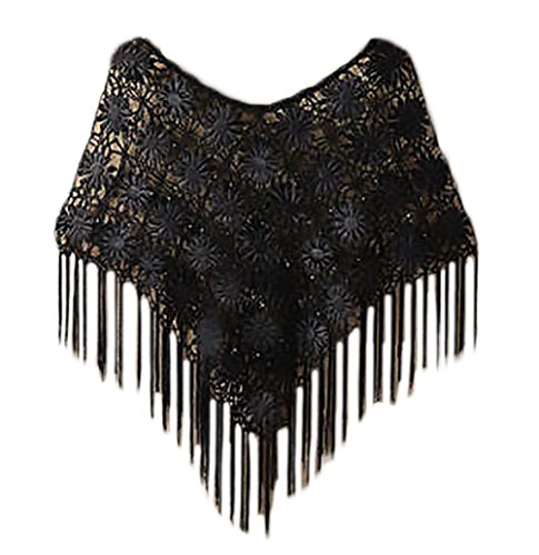 Poncho Donna Elegante Vintage Crochet Fiori Hollow...