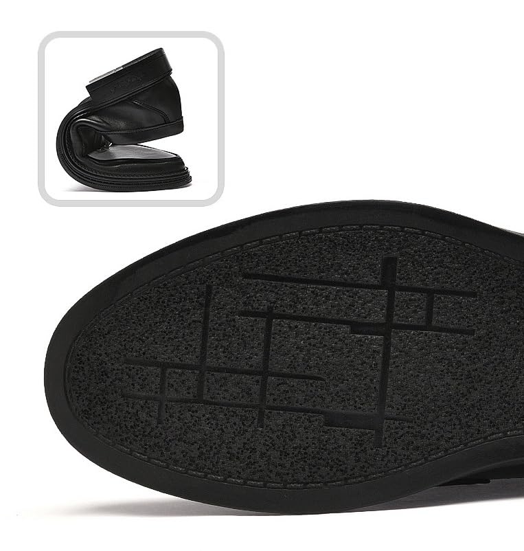 Men's Classic Slip-On Leather Metal Monk Strap Oxford Shoes Mens Retro Fashion Casual Pointed Toe Low Top Dress Shoes Comfortable Business Derby Shoes4