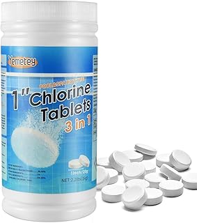 Yemetey Chlorine Tablets for Swimming Pool,1000g Chlorine Tablet, Chlorine Tablets for hot tub, Chlorine Tablets for Paddling Pool, Pool Chlorine Tablets, hot tub Chlorine