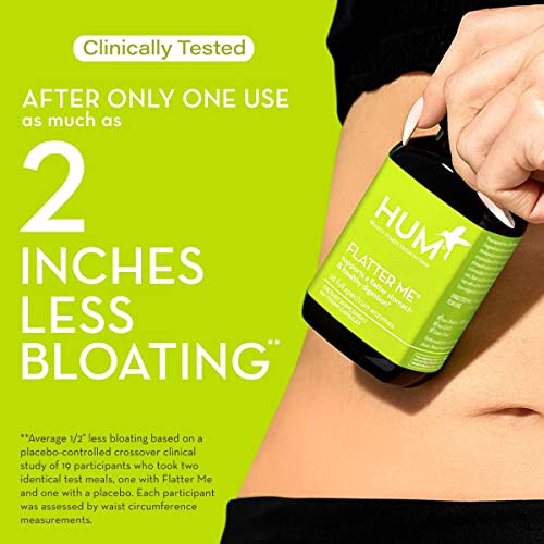 Hum Flatter Me Gut Health Supplement For Daily Bloating Relief - 18 Full Spectrum Digestive Enzymes To Support Food Breakdown + Ginger, Fennel Seed & Peppermint For Nutrient Absorption (60 Capsules) #TOP3