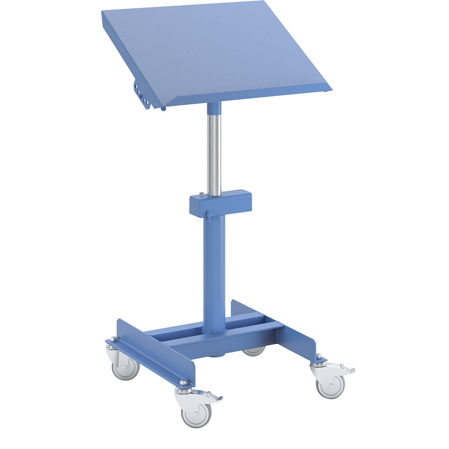 eurokraft | Materialständer | Tragfähigkeit 150 kg | fahrbar | Höhenverstellung ohne Last mit pneumatischer Fallbremse | Höhenverstellbereich 720-1070 mm