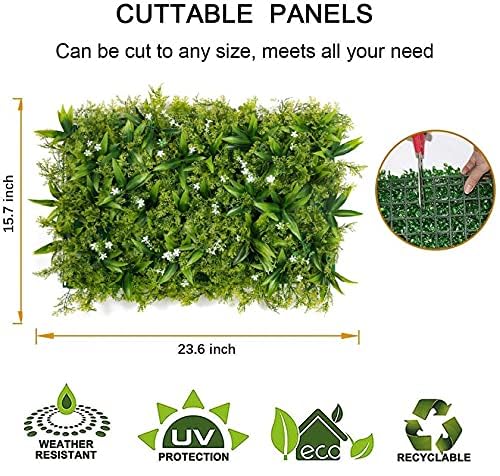 Image of Wall Grass (4 Pcs), Artificial Grass for Wall Decoration, Vertical Garden Artificial Mat, Artificial Grass Tiles for Balcony and Garden (Forest Lily, 60cm x 40cm x 8cm, Pack of 4)