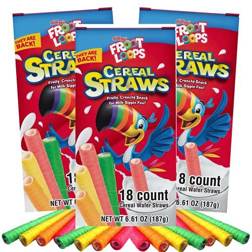 Kellogg’s Edible Cereal Straws 2025 Kellogg's Cereal Straws Froot Loops Edible Breakfast Straw Alternatives for Milk, 90's...