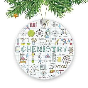 Christmas Tree Ornaments Funny Hanging Xmas Decor for Office,Chemistry Science Doodle Hand Drawing
