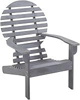 Vista 1 de Gray Solid Acacia Wood Adirondack Chair, Outdoor Patio Garden Lounge Seating, Weathered Finish, 37.8x27.2x35.0 in, Comfortable Lawn Chair for Deck