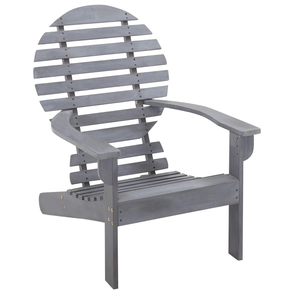 Chaise Adirondack en bois d'acacia massif gris avec dossier haut
