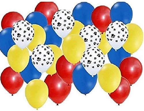 32 Piece Paw party Printed Black Dog Doggie Cat Patrol Puppy Red Yellow Blue Paw Print Latex Balloons Set
