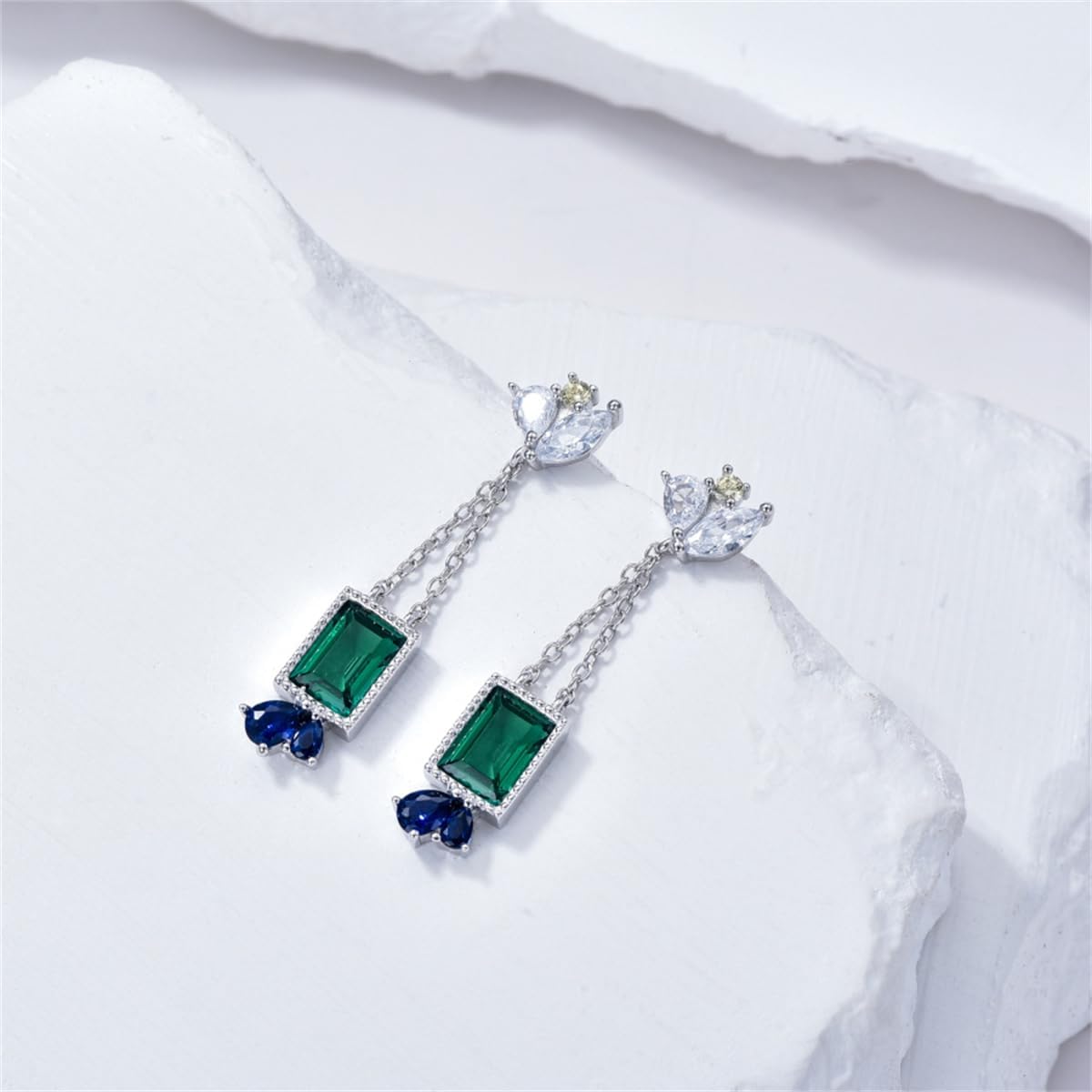 Multi-Colored Gemstone Dangle Earrings 925 Sterling Silver Birthstone Earrings for Women Ladies - Image 4