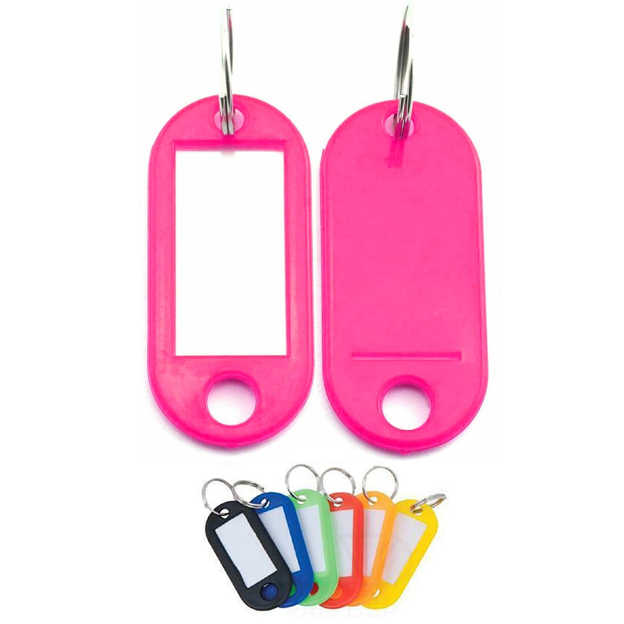 Plastic Key Tags Keyring ID Label FOB Mixed Colours (Rose (100PCS))