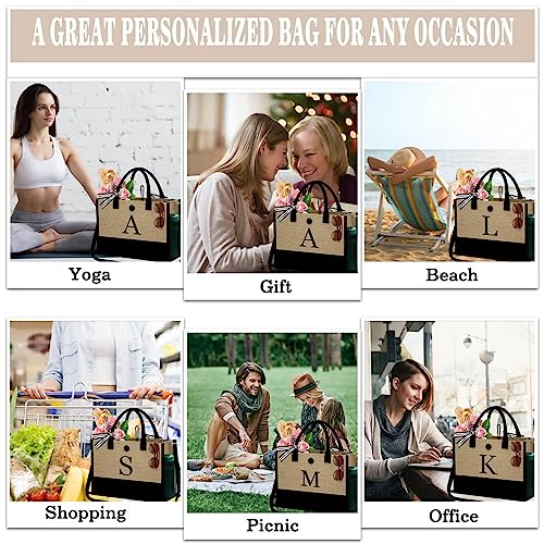 Yoolife Graduation Gifts For Her - Initial G Beach Tote Bag W Makeup Bag Travel Bag Birthday Gifts Bag For Friends Sister Mom Mothers Day Teacher Appreciation Gifts Wedding Bridal Shower Gift For Her #TOP5