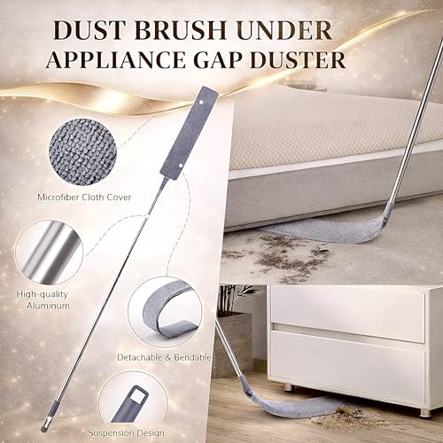 Image of 4-in-1 Microfiber Feather Duster with 100-inch Extendable Pole - Bendable & Telescopic High Ceiling Fan Cleaner - Washable Multi-Angle Dusting Tool for Window Blinds, Furniture, Car & Home