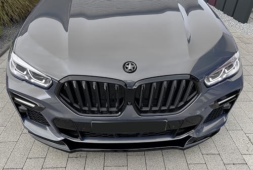 Image of Biomar Labs 82mm Car Bonnet Badge Compatible with BMW 51148132375 - Replacement BMW Badge Emblem for Bonnet or Boot Silver Black Star EO 32