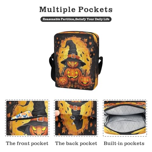 Crossbody Bag Halloween Pumpkin Messenger Bag for Women Men Purse Shoulder Bag Satchel Bag with Adjustable Strap 202a10732