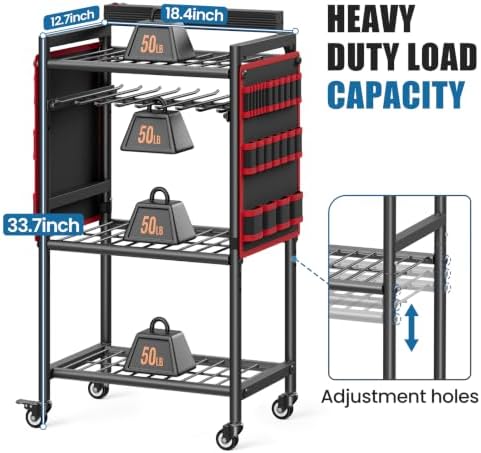 Power Tool Organizer Cart with Charging Station, 8 AC Outlet, 6.5 FT Cord - 1