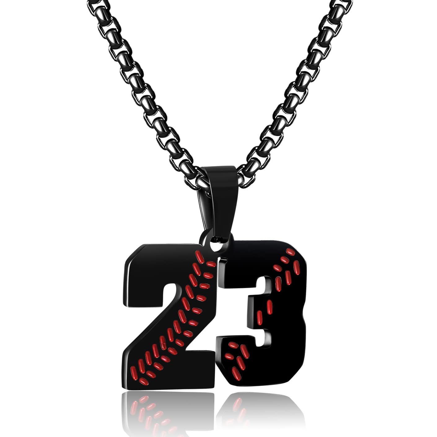 HSWYFCJY Personalized Number Necklace for Boys 0-99 Athletes Jersey Number Stainless Steel Baseball Team Charms Pendant Baseball Gifts for Men