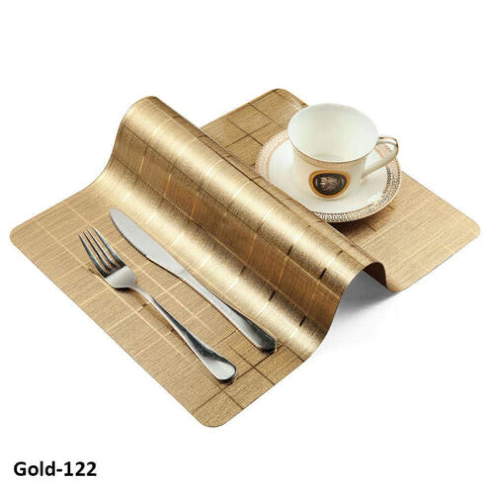 Podkładki pod kubki, 4 szt. Podkładka wodoodporna mata stołowa krata wzór podkładka izolacyjna obiad domowy-złoty-143(Gold 122 (4 Pieces))