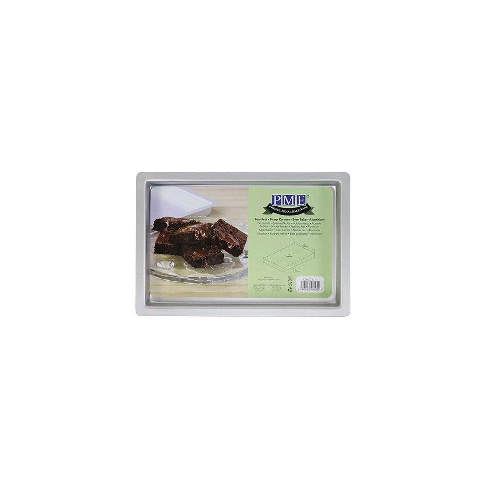 PME OBL07111 Oblong Cake (7" x 11" x 1") Anodised Aluminium Brownie Pan,Silver