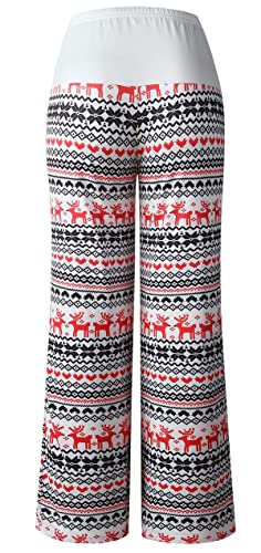 X-Image Women's Pajama Red Christmas Lounge Pants Floral Comfy Casual Stretch Palazzo Bottoms Pants Wide Leg Reindeer, Xxl #TOP6