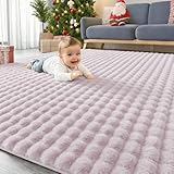 Homaxy Hochflor Teppich mit 3D Bubble Muster Weich Flauschig Teppiche, Waschbar Antirutsch Teppich Mädchen Läufer fürs Flur, Wohnzimmer, Kinderzimmer, Schlafzimmer   120x160 cm, Violett