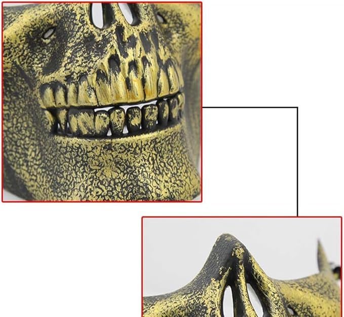 Image of Skull Half Face Mask Masquerade Skeletal Half Face Skull Masks Halloween Costume Cosplay Mask gold 1pcs