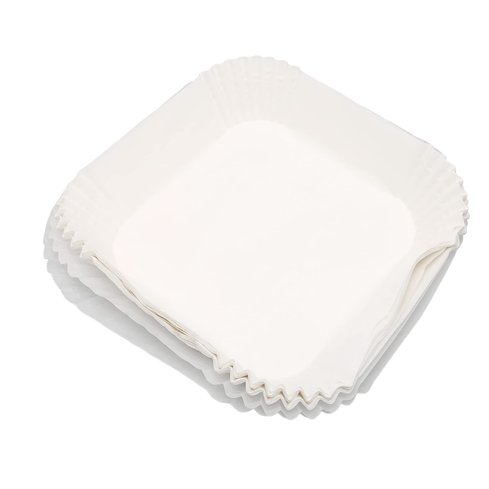 Jeanoko 100PCS Fryer Disposable Paper Liners for 3~6L Fryer, Non Stick and OilProof, Square Air Fryer Liners for Microwave Frying Pan Cookware,Parchment Paper,6.7x6.7x1.8in (White)