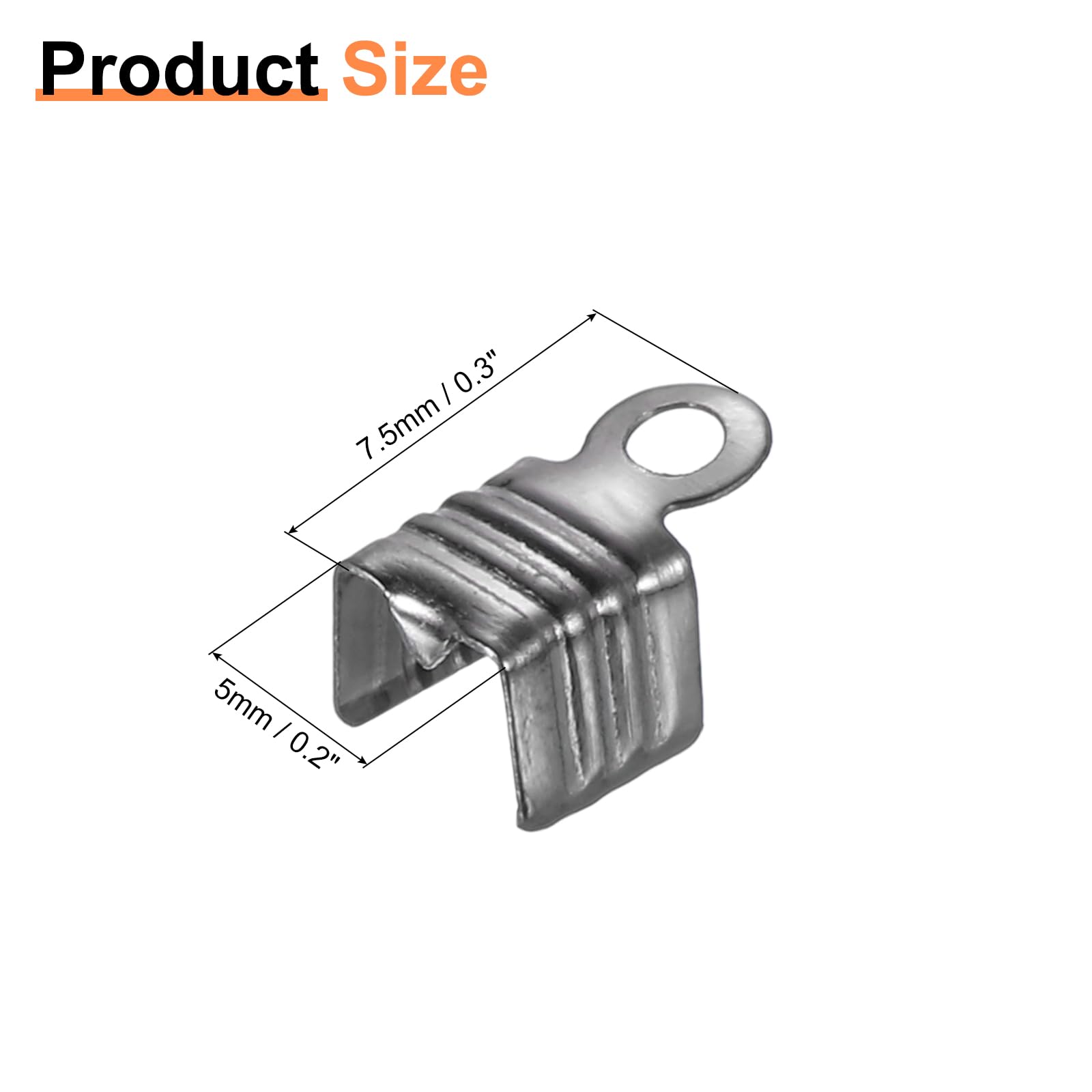 uxcell 100Pcs 5 x 7.5mm Fold Over Cord Ends, Cord Tips Leather Rope End Caps, Crimp Clamp Clasp Fastener Loop for DIY Jewelry Craft Making, Black