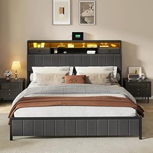 YITAHOME King Size Bed Frame with S...