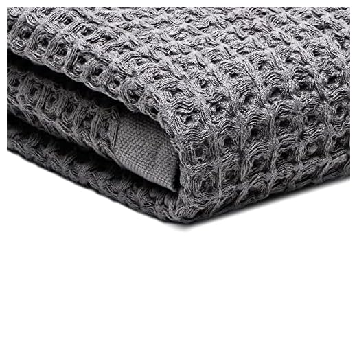 SUTERA - Silverthread Waffle Towel California - Grown Pima Cotton, Quick Drying, Ultra Soft, Lightweight and Absorbent - Waffle Weave Design - Luxury Towel (Bath, Grey) 31"x57"